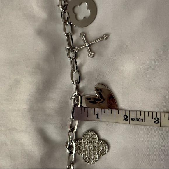 Silver tone metallic charm skinny chain belt - Picture 9 of 9